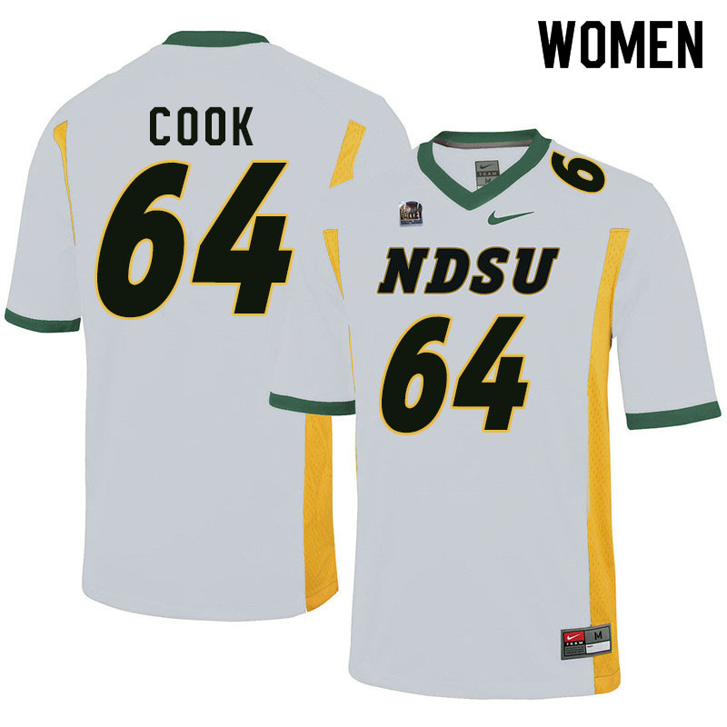 Women #64 Brendan Cook North Dakota State Bison College Football Jerseys Sale-White